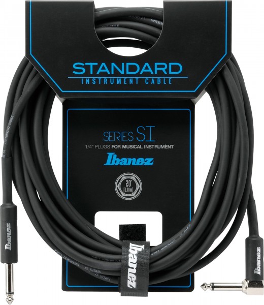 IBANEZ SI Serie (Standard) Instrumentenkabel - Gerade & abgewinkelter Stecker - Klinke - Klinke, Schwarz - 6,10 m / 20 ft (SI20L)