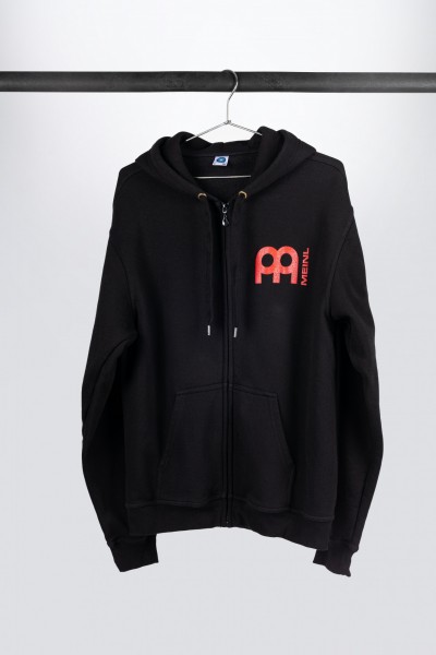 Black Meinl hooded jacket with white metal-Fork logo on back (M30)