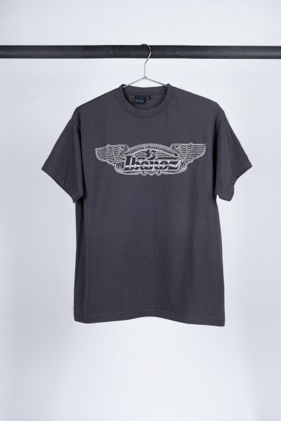 Dark grey Ibanez t-shirt with imprinted white Ibanez wing logo on chest (IT209)