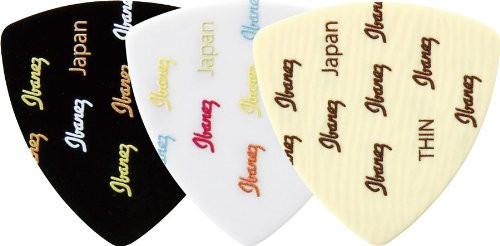 IBANEZ Picks 0,5 mm Celluloid 3 Pieces Triangle Shape Logo Grip - white/black/ivory (BCE4TLG-A)
