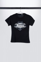 Black Ibanez t-shirt with embroidered tribal logo on chest - Girlie (ITL10)