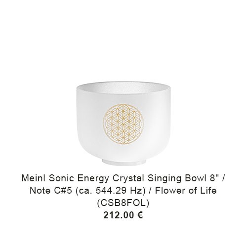 MEINL Sonic Energy Crystal Singing Bowl, white-frosted, 8" / 20 cm, Note C#5, Flower of Life (CSB8FOL) 