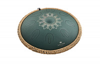 Meinl Sonic Energy 16" Octave Steel Tongue Drum, F# Moll, 9 Töne, 432 Hz, Gelasertes Blumenmuster, Dunkelgrün (OSTD4DGE)