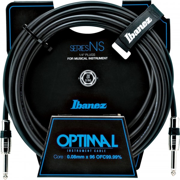 IBANEZ NS Series Guitar instrument cable - Straight / Straight - male - male, black - 6,10 m / 20 ft (NS20)