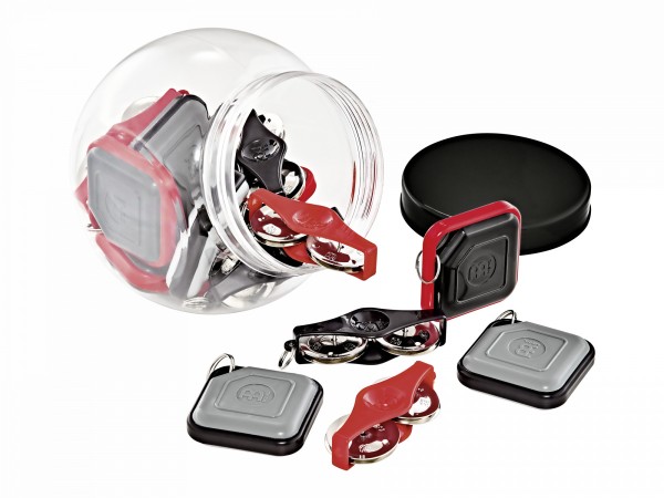 MEINL Percussion Key Ring Sortiment - 10 Key Ring Shaker/8 Key Ring Tambourines + Fischglas (KRA1)