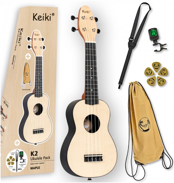 KEIKI K2 Series Soprano Ukulele Set - Maple Natural / ABS (K2-MAP)