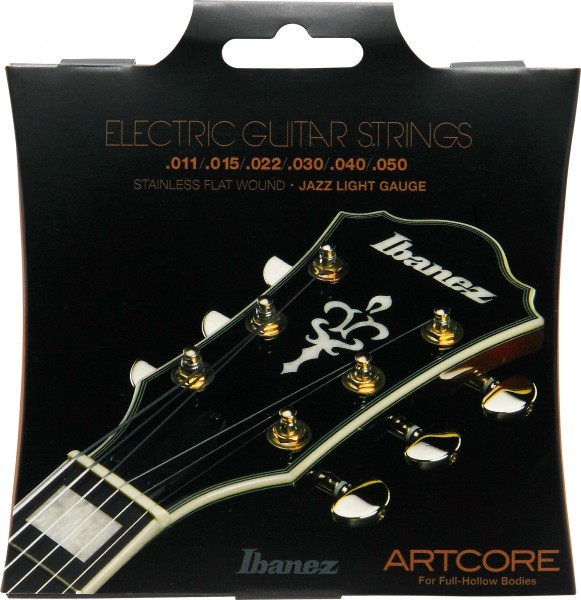 IBANEZ String Set Electric Guitar Artcore Stainless Flat Wound 6-String - for Full-Hollow Bodys / Jazz Light 11-50 (IFAS6SL)