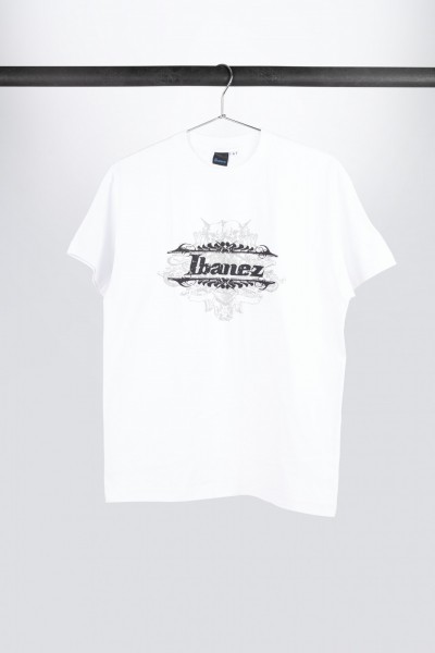 White Ibanez t-shirt with grey "Tribal" frontprint (IT110)