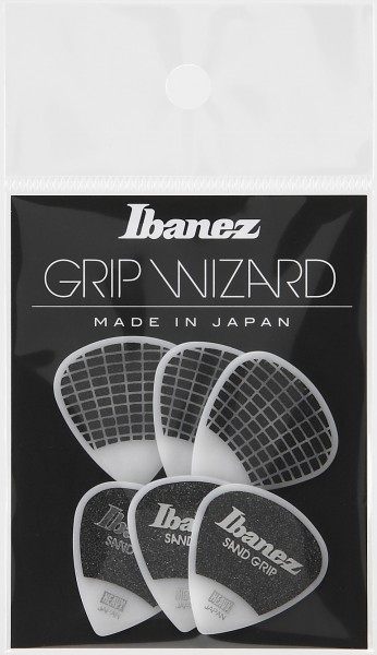 IBANEZ Grip Wizard Series Sand Grip Flat Pick - white 6 pcs. (PPA16HSG-WH)