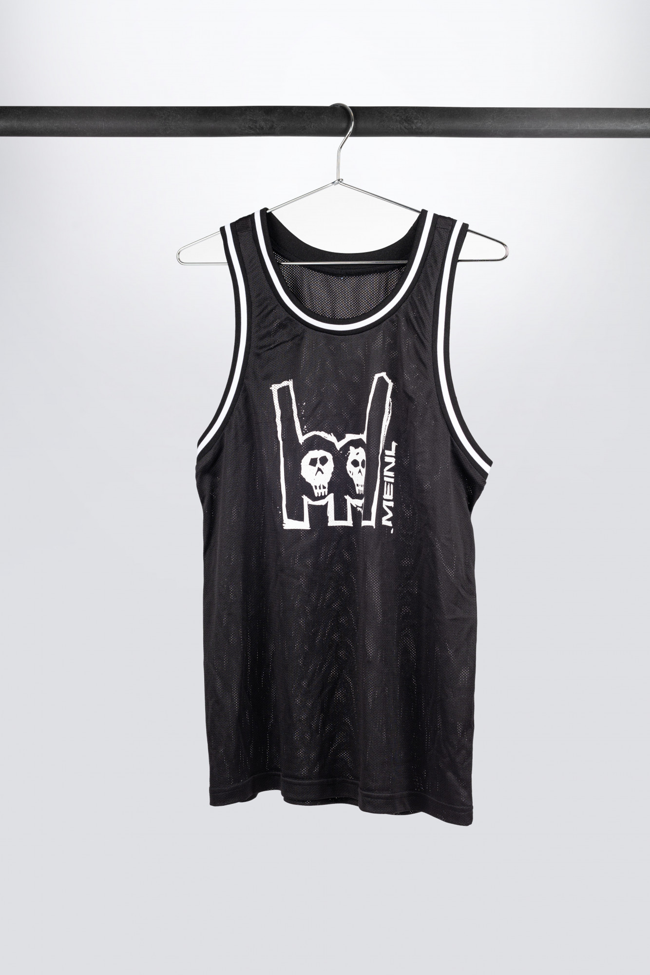 Black Meinl tanktop with imprinted white metal-fork logo on chest (M39 ...