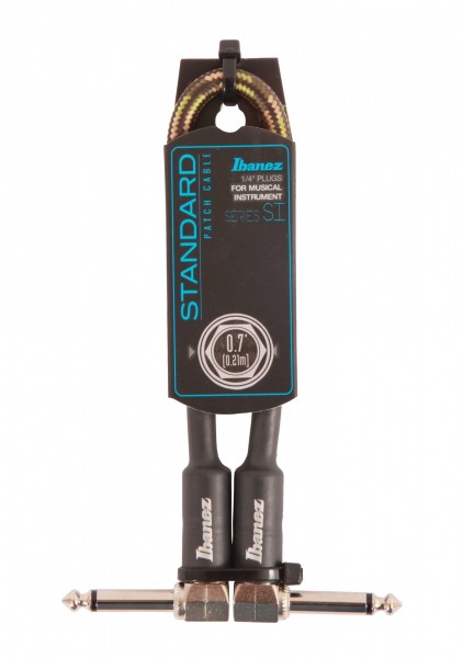 IBANEZ SI Serie (Standard) Instrumentenkabel - Patch Kabel 2 abgewinkelte Stecker Gewebt - Klinke - Klinke, Camouflage Green - 0,21 m / 0,7 ft (SI07P-CGR)