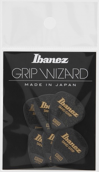 IBANEZ Grip Wizard Series Sand Grip Flat Pick - black 6 pcs. (PPA16MSG-BK)