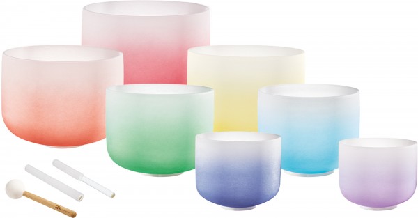 Meinl Sonic Energy 7-teiliges Crystal Singing Bowl Chakra Set, color-frosted, B4, A4, G4, F4, E4, D4, C4, 440 Hz (CSBCSETCHA)