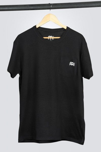MEINL T-Shirt Black – With white logo on left chest pocket (M-POCK-BK)