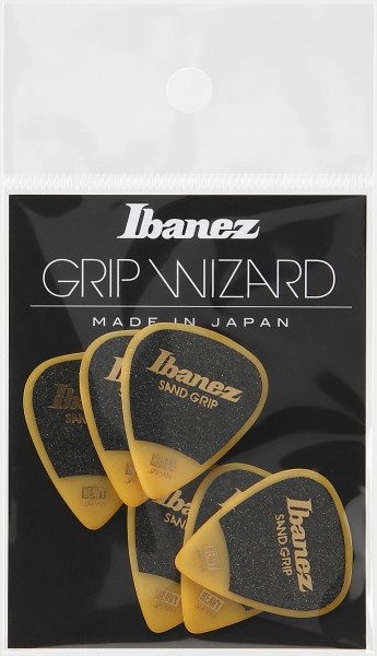 IBANEZ Grip Wizard Series Sand Grip Flat Pick - gelb 6 Stück (PPA14HSG-YE)