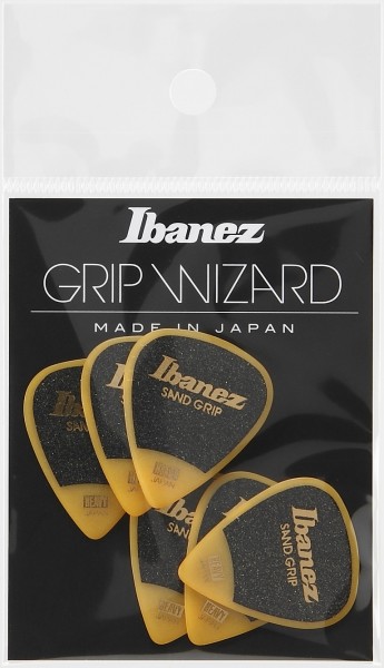 IBANEZ Grip Wizard Series Sand Grip Flat Pick - 6er Pack (PPA14HSG-YE)