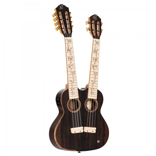 ORTEGA Custom Built Series Double-Neck Tenor Ukulele - Ziricote Natural + Bag (1B-HYDRA-ZS)
