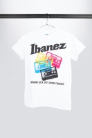White Ibanez t-shirt with colorful cassettes frontprint (IBAT002)