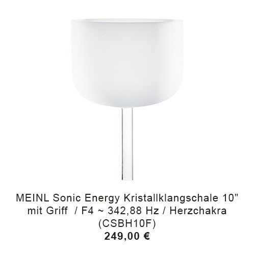 MEINL Sonic Energy Crystal Singing Bowl, mit Griff, white-frosted, 10" / 25 cm, Ton F4, Herzchakra (CSBH10F) 
