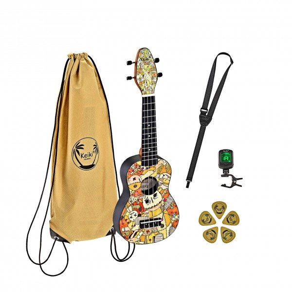 KEIKI K2 Serie Sopran Ukulele Set - Agathis / ABS Voodoo Puppet (K2-VP)