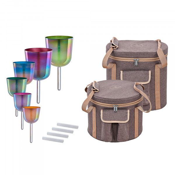 Meinl Sonic Energy 6-piece Essence Solfeggio Crystal Singing Bowl Set, Ut 396 Hz, Re 417 Hz, Mi 528 Hz, Fa 639 Hz, Sol 741 Hz, La 852 Hz (ESOLCSBSET)