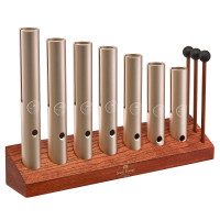 Meinl Sonic Energy 7-piece Wah-Wah Tube Chakra Set, 432 Hz, Champagne gold (WWTSETCHA)