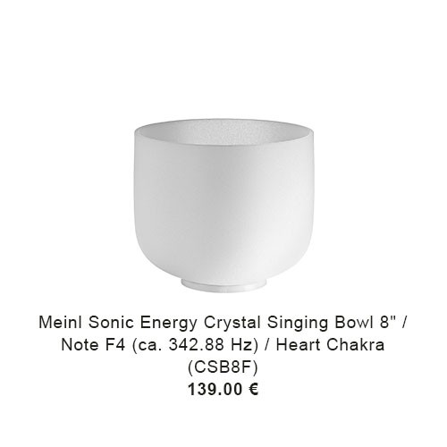 MEINL Sonic Energy Crystal Singing Bowl, white-frosted, 8" / 20 cm, Note F4, Heart Chakra (CSB8F)