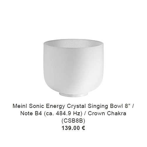 MEINL Sonic Energy Crystal Singing Bowl, white-frosted, 8" / 20 cm, Note B4, Crown Chakra (CSB8B) 