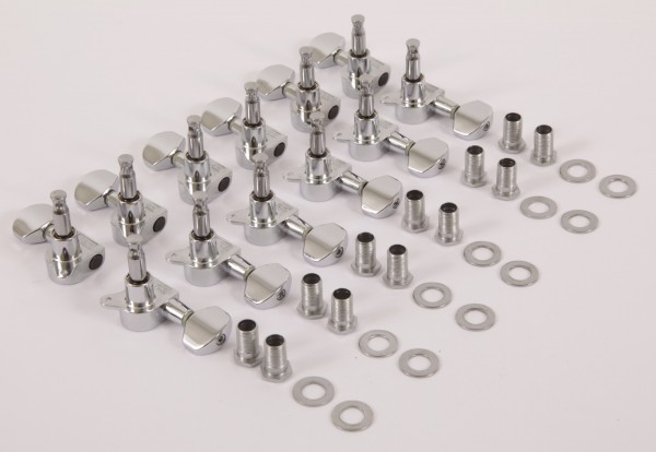 IBANEZ acoustic guitar machine head tuner set - 6 x left/6 x right in chrome (5AMH23E)
