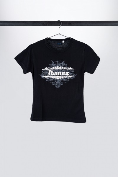 IBANEZ T-Shirt in schwarz mit Tribal-Logo auf der Brust - Girlie (ITL10)