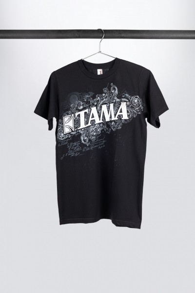 Tama t-shirt in black with Flourish Tee print (TT11FLOBK)