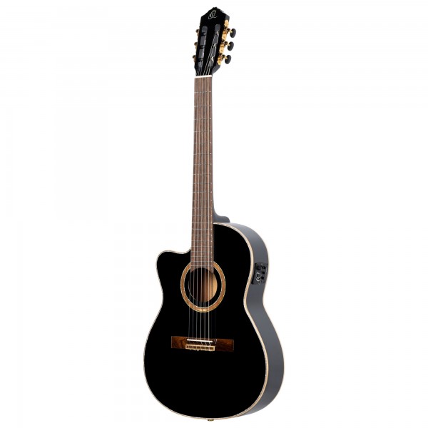 ORTEGA Performer Series 4/4 Akustisch-Elektrische Gitarre 6 String Lefty - Massive Fichte / Sapele Black + Bag (RCE138-T4BK-L)