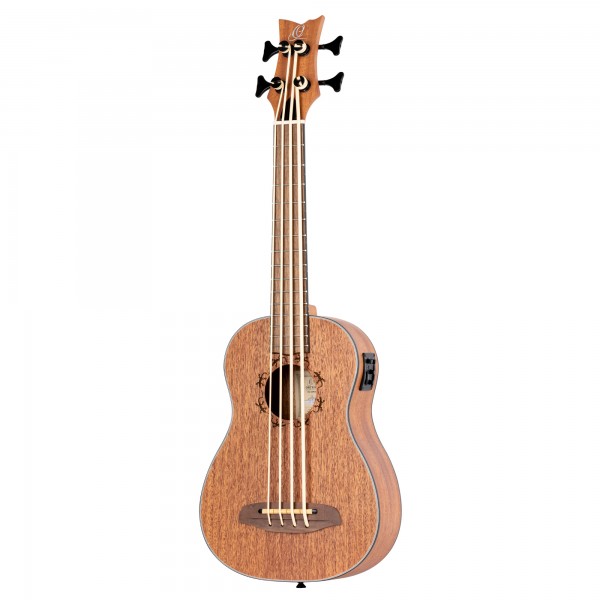 ORTEGA Lizard Serie Short Scale Uke Bass 4 String Lefty - Acacia Natural + Bag (LIZZY-BS-GB-L)