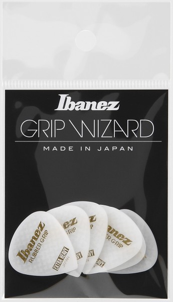 IBANEZ Grip Wizard Series Rubber Grip Flat Pick - white 6 pcs. (PPA16XRG-WH)