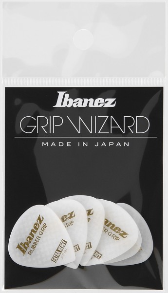 IBANEZ Grip Wizard Series Rubber Grip Flat Pick - 6 pcs (PPA16XRG-WH)