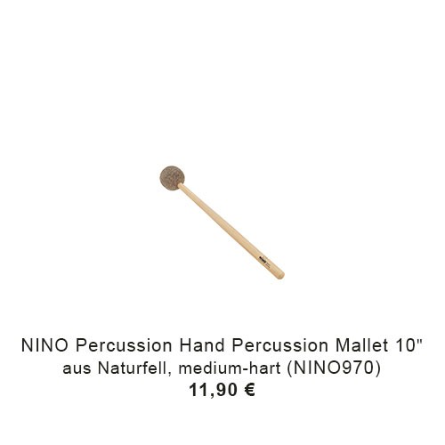 NINO Percussion - Hand Percussion Mallet 10" (25,40 cm) Natur Fell Medium Hart (NINO970)