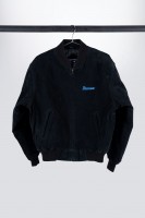 IBANEZ Lederjacke in schwarz mit blau aufgenähtem Logo auf der Brust (ILJBK)