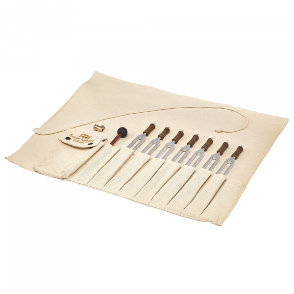 Meinl Sonic Energy Planetary Tuned Therapy Tuning Fork Chakra Set, 7 pcs, incl. Rollup Bag & Tuning Fork Vibration Foot (TTF-SET-CHA-R)