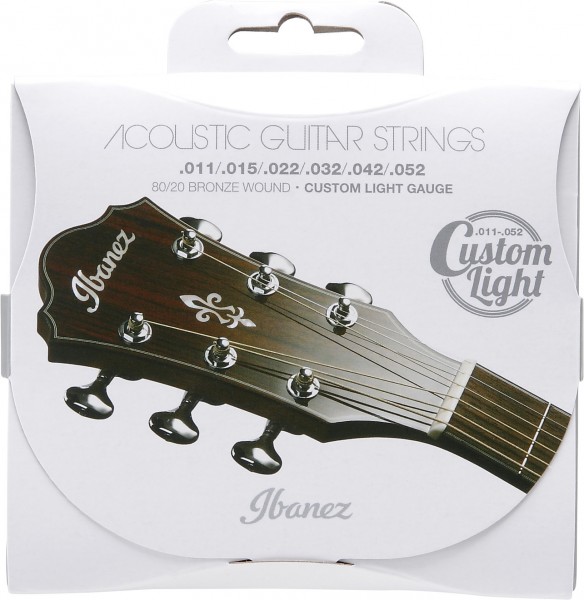 Ibanez String Set Acoustic Guitar Coated 80/20 Bronze 6-String - Custom Light 11-52 (IACS62C)