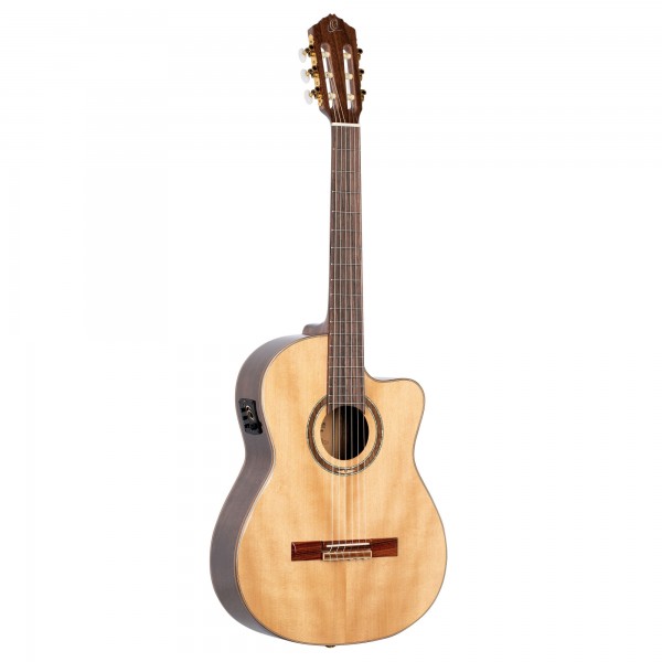 ORTEGA Performer Series 4/4 Akustisch-Elektrische Slim Neck Gitarre 6 String - Massive Fichte / Walnuss Natur + Bag (RCE158SN)