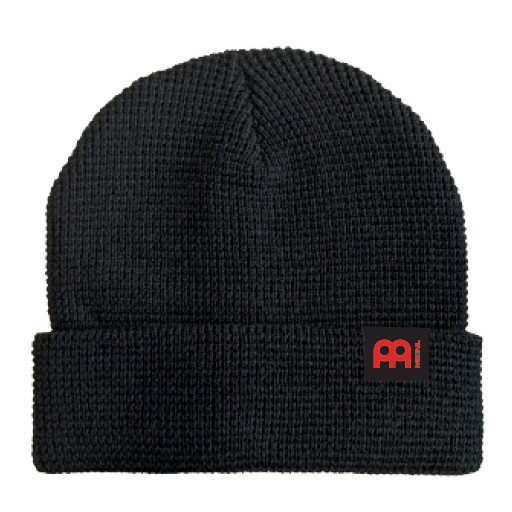 MEINL Waffle Knit Beanie - Black with red Meinl logo on Woven Label (M-KNITHAT-BK)