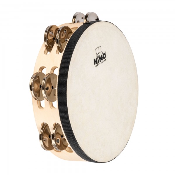 NINO Percussion Double Row Headed Wood Tambourine - 8” Natural (NINO946)