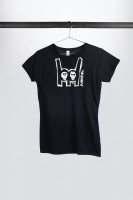 Black Meinl t-shirt with imprinted white metal-fork logo on chest - Girlie (M36) Black Meinl t-shirt with imprinted white metal-fork logo on chest - Girlie (M36)