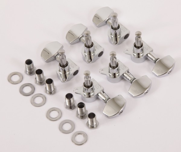 IBANEZ acoustic guitar machine head tuner set 3 x left/3 x right - chrome - Discontinued & Stock only; Substitute 2MG0006L/2MG0006R-CH (5AMH15E)