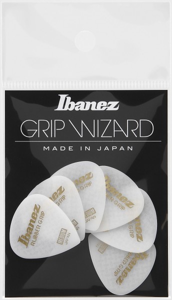 IBANEZ Grip Wizard Series Rubber Grip Flat Pick - weiß 6 Stück (PPA16MRG-WH)
