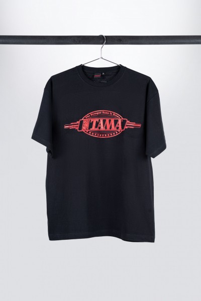 Tama t-shirt in black with red "The strongest name in drums" frontprint (TT109)
