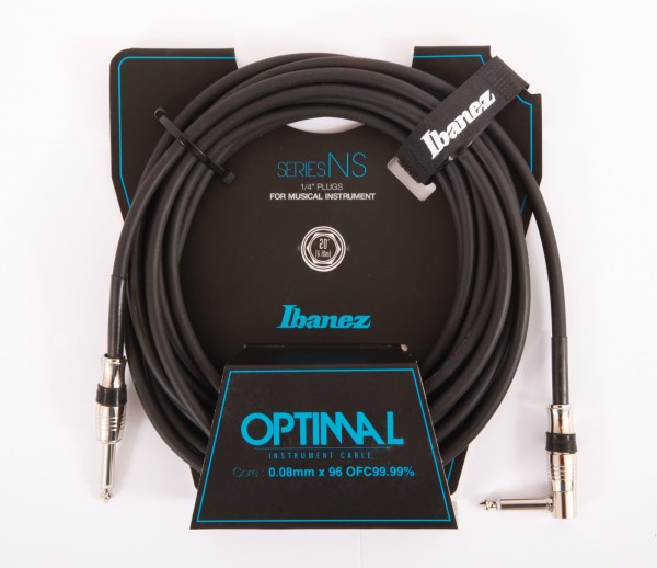 IBANEZ NS Serie Instrumentenkabel - Gerade / Abgewinkelt - Klinke - Klinke, Schwarz - 6,10 m / 20 ft (NS20L)