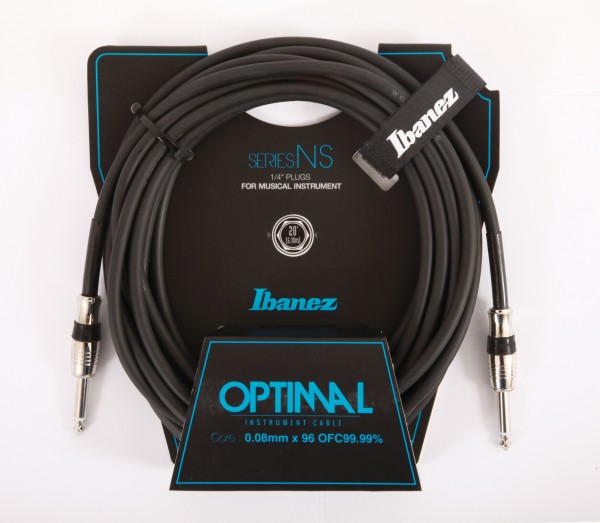 IBANEZ NS Serie Instrumentenkabel - Gerade / Gerade - Klinke - Klinke, Schwarz - 6,10 m / 20 ft (NS20)