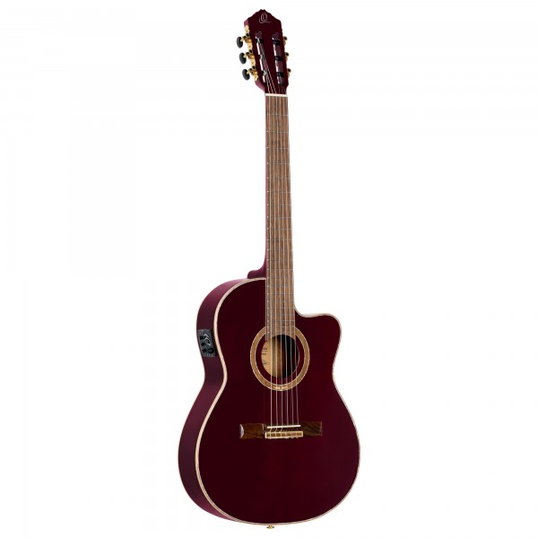 ORTEGA Performer Series 4/4 Thinline Konzertgitarre 6-String - Stained Red + Gigbag (RCE138-T4STR)