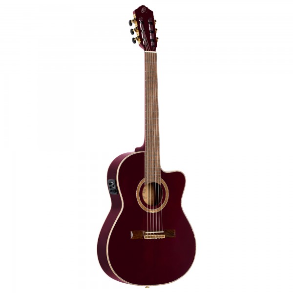 ORTEGA Performer Series 4/4 Akustisch-Elektrische Gitarre 6 String - Massive Fichte / Sapele Stained Red + Bag (RCE138-T4STR)